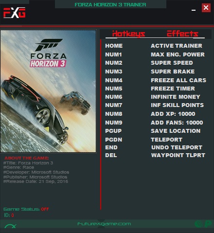 Forza Horizon 3 v1.0.99.2 (64Bits) Trainer +11